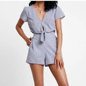 A&F Blue and White Gingham Romper